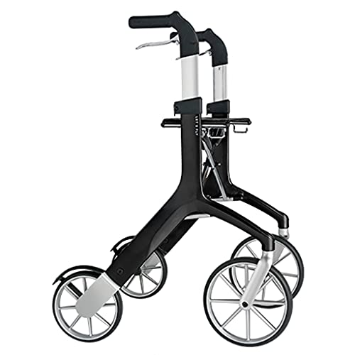 Lujoso Rollator con 4 Ruedas, Andador para Adultos,Mayores,minusválidos O Ancianos,Andador Caminador De Aluminio,Ayuda para Caminar,Ligero,Plegable,con Asiento,Negro