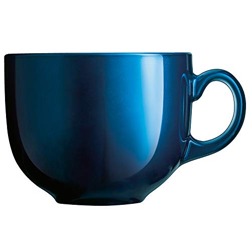 Luminarc Flashy Set 6 tazones Desayuno con asa de Vidrio para microondas 50cl, Negro
