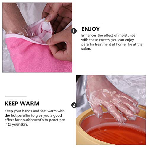 Luxshiny Cera de Parafina Kit de Baño Parafina Spa Guantes Hidratantes Calcetín Cubierta de Pie Espátula Cepillo de Depilación Cuidado de Las Manos Kit de Tratamiento para Manos Y Pies