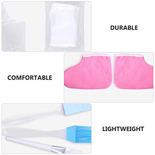 Luxshiny Cera de Parafina Kit de Baño Parafina Spa Guantes Hidratantes Calcetín Cubierta de Pie Espátula Cepillo de Depilación Cuidado de Las Manos Kit de Tratamiento para Manos Y Pies