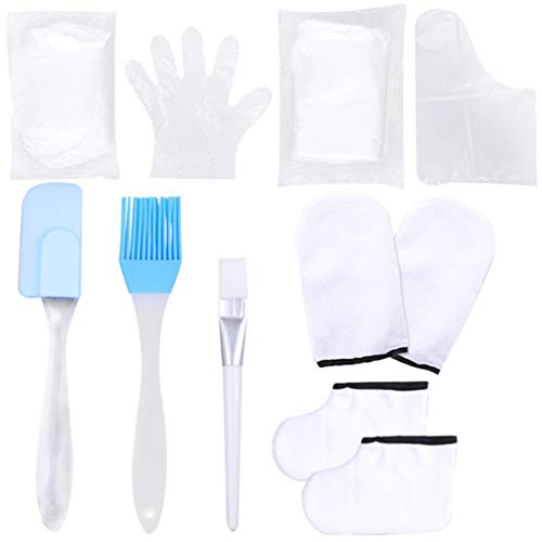 Luxshiny Cera de Parafina Kit de Baño Parafina Spa Guantes Hidratantes Calcetín Cubierta de Pie Espátula Cepillo de Depilación Cuidado de Las Manos Kit de Tratamiento para Manos Y Pies