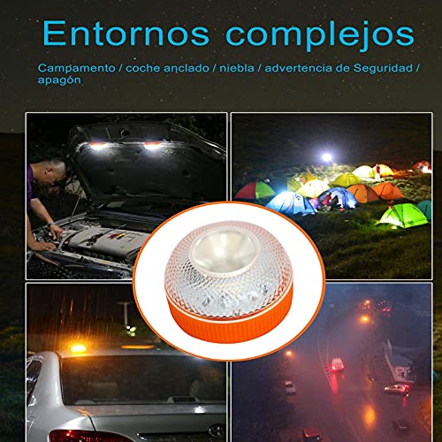 Luz de Emergencia, Señal de Preseñalización de Peligro Homologada Luz de Avería Emergencia Magnética Led Luz Emergencia para Coches y Motocicletas (sin batería 2 pcs, Orange)
