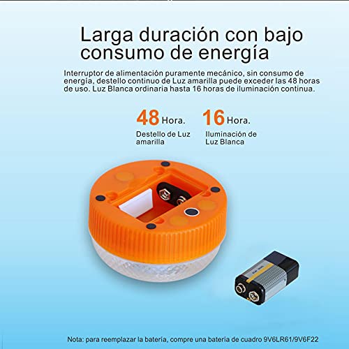 Luz de Emergencia, Señal de Preseñalización de Peligro Homologada Luz de Avería Emergencia Magnética Led Luz Emergencia para Coches y Motocicletas (sin batería 2 pcs, Orange)