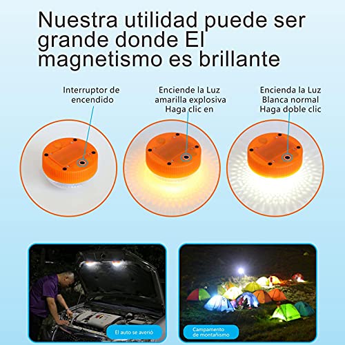Luz de Emergencia, Señal de Preseñalización de Peligro Homologada Luz de Avería Emergencia Magnética Led Luz Emergencia para Coches y Motocicletas (sin batería 2 pcs, Orange)
