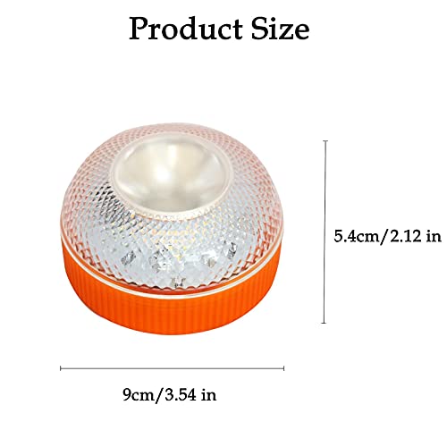 Luz de Emergencia, Señal de Preseñalización de Peligro Homologada Luz de Avería Emergencia Magnética Led Luz Emergencia para Coches y Motocicletas (sin batería 2 pcs, Orange)
