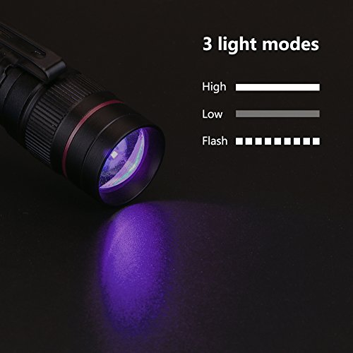 Luz Ultravioleta Linterna,Eletorot Luz Negra LED Linterna UV Flashlight Desinfeccion 3 Modos 395nm Lampara uv para Detector Billetes Falsos Black Light