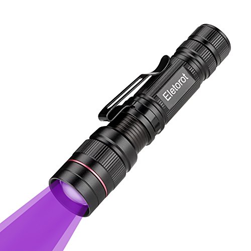 Luz Ultravioleta Linterna,Eletorot Luz Negra LED Linterna UV Flashlight Desinfeccion 3 Modos 395nm Lampara uv para Detector Billetes Falsos Black Light