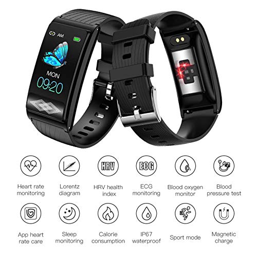 LWP P10 Smart Watch Hombre Y Mujeres Holter Holter Tarifa De Corazón Monitoreo De La Presión Arterial Tracker Smart Watch para Android iOS,A