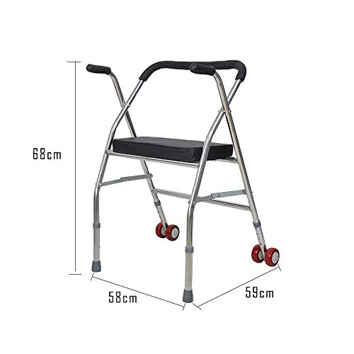 LXLH Andador de Dos Ruedas con Asiento, Bastidor de pie Carrito para Personas Mayores Andador para Personas Mayores Ayuda para Caminar Plegable