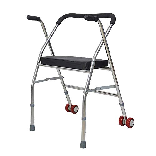 LXLH Andador de Dos Ruedas con Asiento, Bastidor de pie Carrito para Personas Mayores Andador para Personas Mayores Ayuda para Caminar Plegable