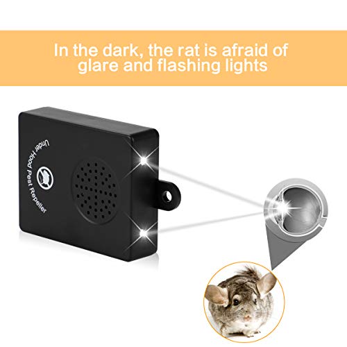 Lyeiaa Ahuyentador de martas para coche, antimartas, por ultrasonidos, frecuencia alterna contra martas para coche, función de flash LED, conexión a batería de coche de 12 V