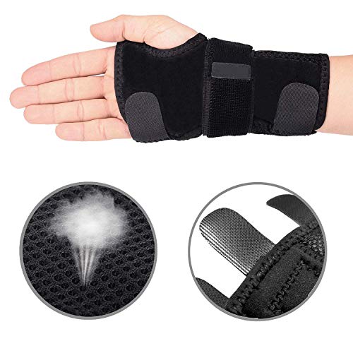 Lyeiaa - Muñequera para deportes y tendinitis y dolor de muñeca, síndrome del túnel carpiano, reforzado, color negro