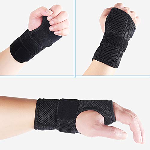 Lyeiaa - Muñequera para deportes y tendinitis y dolor de muñeca, síndrome del túnel carpiano, reforzado, color negro