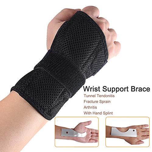 Lyeiaa - Muñequera para deportes y tendinitis y dolor de muñeca, síndrome del túnel carpiano, reforzado, color negro