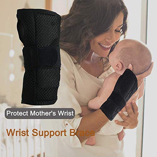 Lyeiaa - Vendaje para la muñeca izquierda y derecha para deportes, tendinitis y dolor de muñeca, reforzado, color negro