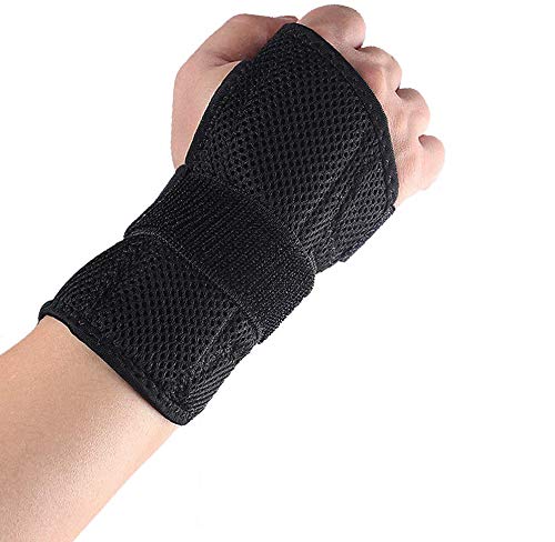 Lyeiaa - Vendaje para la muñeca izquierda y derecha para deportes, tendinitis y dolor de muñeca, reforzado, color negro