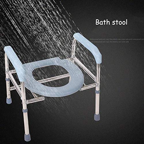 LYP Silla Ducha Mayores Silla con Orinal - Taburete de Ducha - Asientos for inodoros Shelf - 6 de Altura Ajustable (Color : O-Shaped Seat Plate)