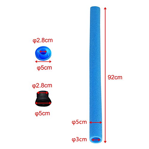 LZQ - 16 protectores de barras para trampolín, postes de red, rollo de espuma, tubos de 92 cm, para 8 barras, red de seguridad, incluye 8 tapas