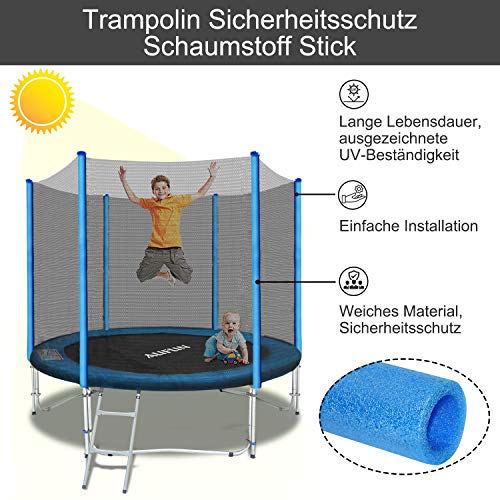 LZQ - 16 protectores de barras para trampolín, postes de red, rollo de espuma, tubos de 92 cm, para 8 barras, red de seguridad, incluye 8 tapas