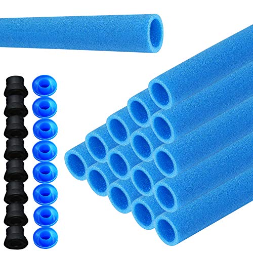 LZQ - 16 protectores de barras para trampolín, postes de red, rollo de espuma, tubos de 92 cm, para 8 barras, red de seguridad, incluye 8 tapas