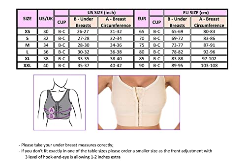 Maam, Sujetador de compresión postoperatorio con Cierre Frontal Ajustable y Banda elástica de 5 cm (XX-Large, Beige)