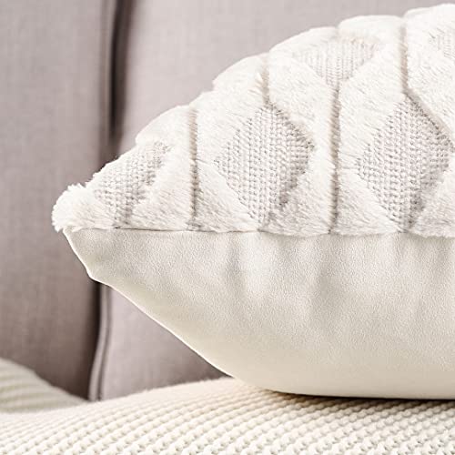 Madizz Juego de 2 Suave Felpa Lana Corta Terciopelo Decorativo Funda de cojíns Lujo Estilo Fundas de Almohada para el sofá Dormitorio Beige Rectangular 30 x 50 cm