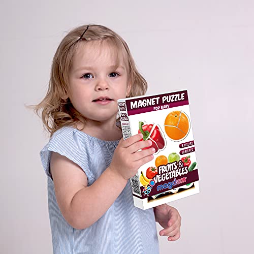 magdum Magnetica Puzzle 3 años Frutas Verduras - 6 Grandes Puzzle Bebe - Juguetes magnéticos - Imanes Nevera niños - Juguetes niños 3 años educativos - Letras magneticas niños - Imanes niños