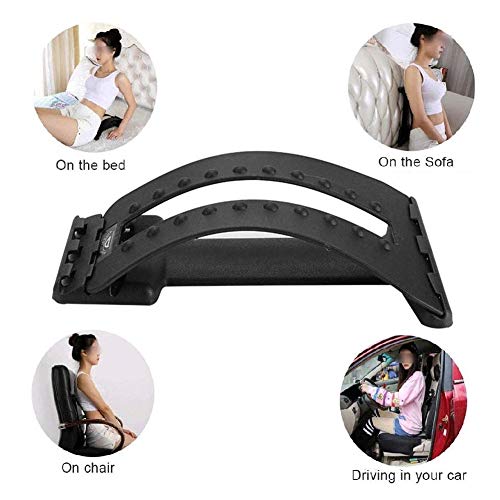 Magic Back Support Plus Stretch Mate Adjustable Back Right Lumbar Stretcher for Posture Correction and Pain Relief (Green)