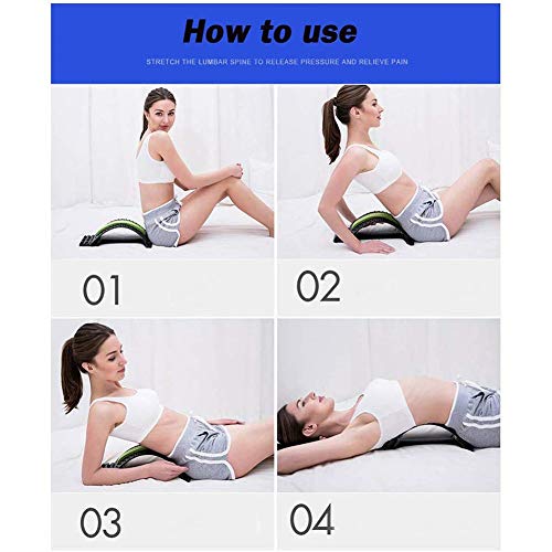 Magic Back Support Plus Stretch Mate Adjustable Back Right Lumbar Stretcher for Posture Correction and Pain Relief (Green)