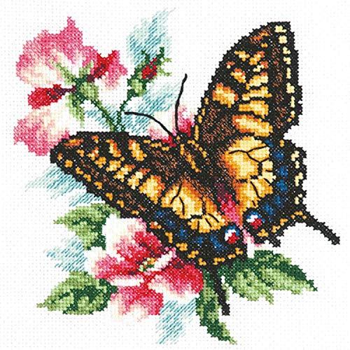 Magic needle - Patrón de Punto de Cruz (algodón, 17 x 18 cm), diseño de Mariposas