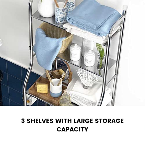 MAGIC SELECT Estantería sobre Lavadora | Estante Lavadora Acero Inoxidable con 3 Baldas | Estante Organizador Impermeable | Patas Ajustables en Altura (Metálico)
