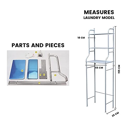 MAGIC SELECT Estantería sobre Lavadora | Estante Lavadora Acero Inoxidable con 3 Baldas | Estante Organizador Impermeable | Patas Ajustables en Altura (Metálico)