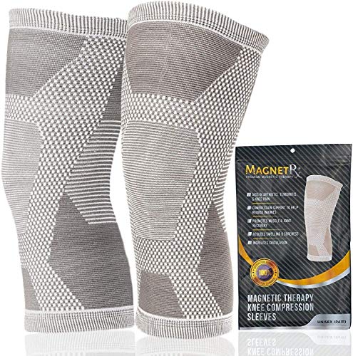 MagnetRX® Rodillera Compresión Magnética - Pack de 2 Rodilleras Ortopédicas con 17 Imanes de Neodimio para el Dolor de Rodilla Tendinitis y Artritis - Sujeción Rodilla con Magnetoterapia - Talla XL