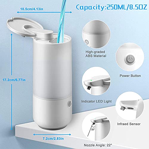 Makibali Dispensador de jabón automático sin contacto eléctrico, dispensador de jabón desinfectante con sensor de movimiento por infrarrojos, IPX6, impermeable, 8,5 onzas/250 ml
