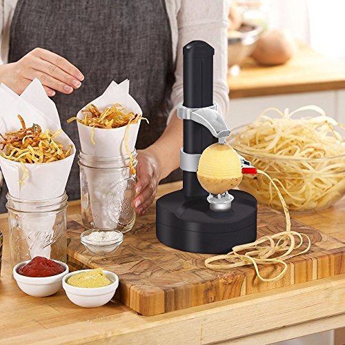 Malayas Electric Potato Peeler [2 Extra Blades] - Automatic Rotating Fruits & Vegetables Cutter Apple Paring Machine - Kitchen Peeling Tool