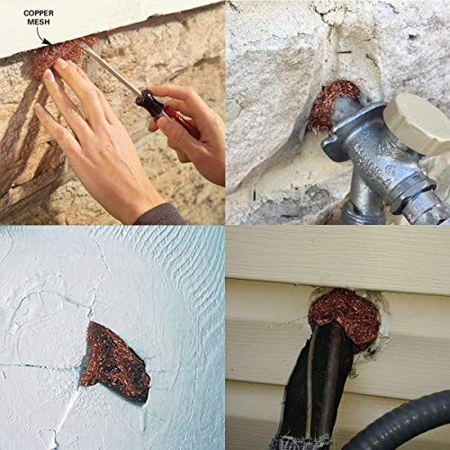 Malla de cobre, 10m x 12,5 cm, 100% malla de cobre puro, malla de cobre tejida en rollo, bloqueador de huecos para agujeros de construcción, protección de árboles jóvenes y semillas.