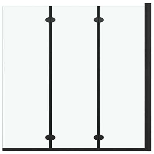 Mampara de ducha, sobre la bañera Mampara de ducha Panel de ducha plegable Mampara de ducha plegable 3 paneles ESG 130x138 cm Negro