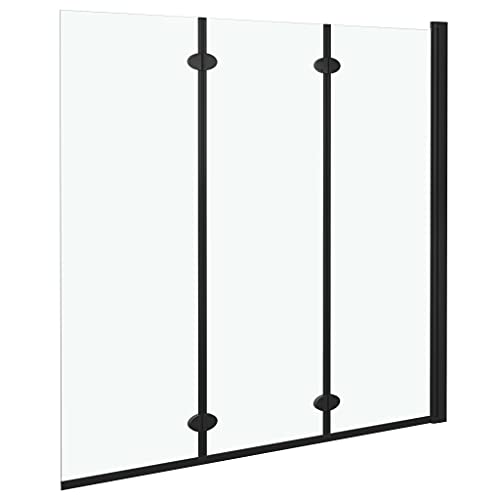 Mampara de ducha, sobre la bañera Mampara de ducha Panel de ducha plegable Mampara de ducha plegable 3 paneles ESG 130x138 cm Negro