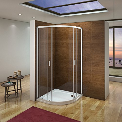 Mampara Semicircular Cabina de Ducha Puerta Corredera Gris Mate Vidrio Templado 5 mm Curva Italiana 80x80x185cm