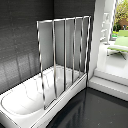 Mamparas pantalla de bañera biombo 5 veces plegable de Aica 1200 x 1400mm