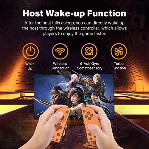 Mando Inalámbrico para Nintendo Switch, PowerLead para Nintendo Switch, Juego de 2 Piezas de Repuesto para Switch con Macro Turbo y Función de Despertador, Giro de 6 Ejes, Doble Choque