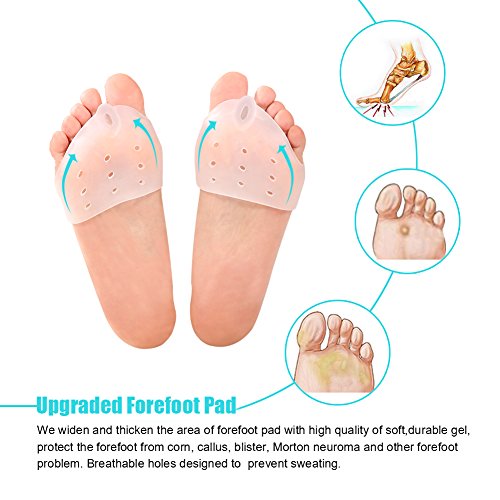 Manga de gel para los dedos del pie, separadores de gel para los dedos del pie Corrector de juanetes con almohadillas metatarsianas Cojín para el antepié que previene los callos