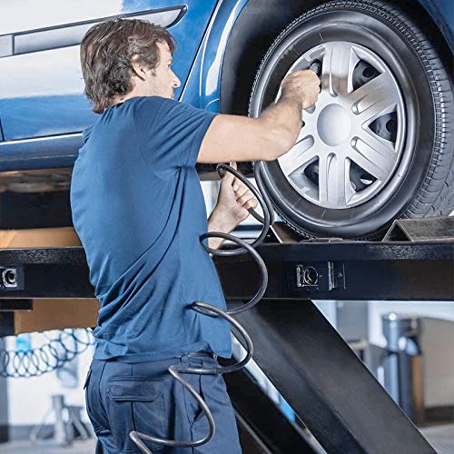 Manguera de Aire Comprimido de Goma de 900 Psi Con Kit de Accesorios para Compresor de Aire Comprimido Manguera de Aire Neumática de Goma Flexible de 15 m con Acoplamiento Rápido, Negro