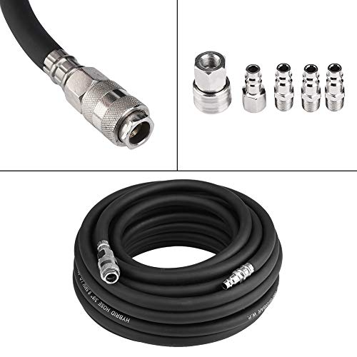 Manguera de aire de 15 m, manguera de goma flexible con 5 accesorios para compresor