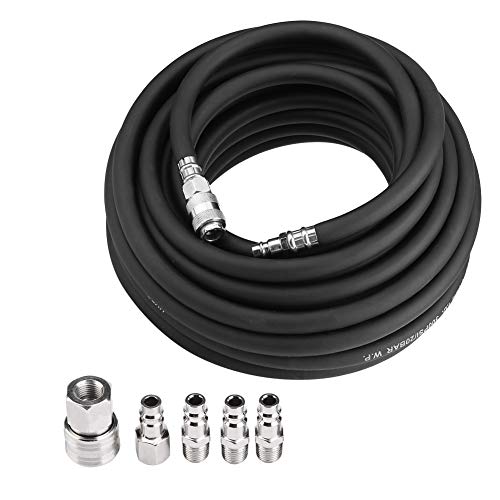 Manguera de aire de 15 m, manguera de goma flexible con 5 accesorios para compresor