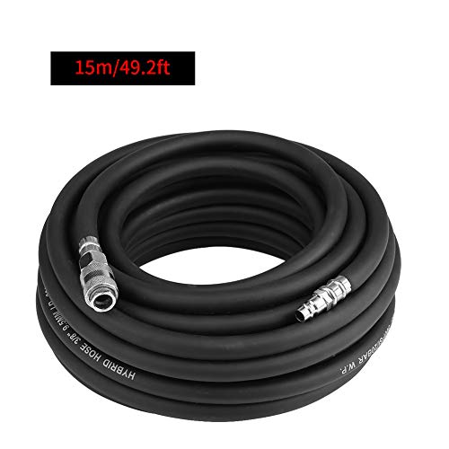 Manguera de aire de 15 m, manguera de goma flexible con 5 accesorios para compresor