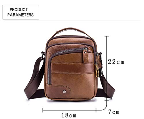 MANNUOSI Shoppers y bolsos de hombro piel autentica Bolsos para hombre vintage Business Bolsos de mano casual Bolsos cruzados multifuncional Bolsos marrón