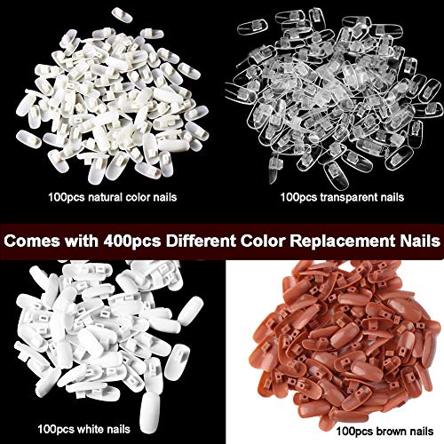 Mano de Práctica de Uñas con 400pcs Uñas Postizas para Práctica y Entrenamiento, Herramienta de Manicura de Dedos de Mano de Uñas Flexibles, Marrón …