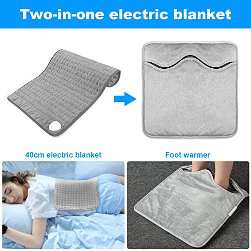 Manta Electrica 2-in-1 calentador de pies, Mefine 40 x 40 cm almohadilla electrica 6 Calentamiento Niveles, 4 Modes Temporizadores, almohadilla termica Ultra Suave para Relajación Corporal