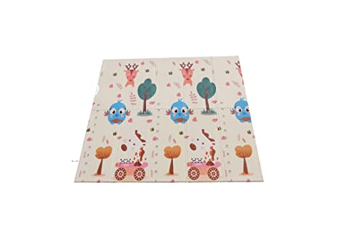 Manta juegos bebe suelo acolchada - Alfombra de juegos reversible XPE doble cara, impermeable, no tóxico - Colchoneta plegable 200 × 180 × 1.0cm espesor (Reno y Osos)